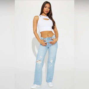 Nova 90's Stretch Ripped Straight Leg Jean - Light Wash Size 5
